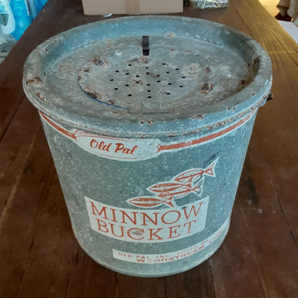 VTG 1960s Old Pal Galvanized Metal Minnow Bucket